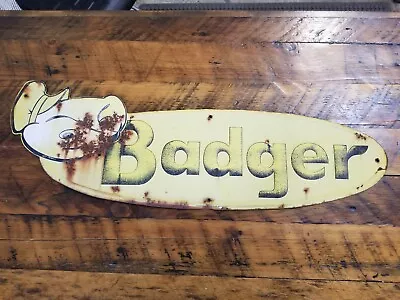 Vintage Original Badger Advertising Sign Farm Equipment Agriculture 30  Patina • $44.95