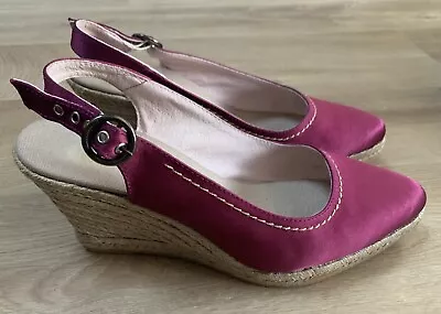 Stunning Jigsaw Satin Espadrilles Magenta Pink Size 39/6 Perfect Wedding Shoes • £30