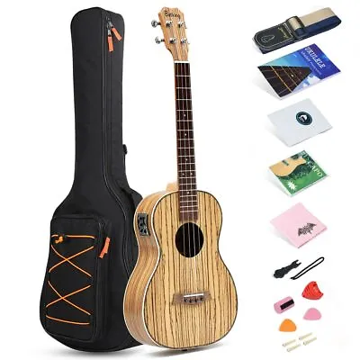 Batking 30Inch Baritone Satin Zebrawood Acoustic Electric Ukulele/Truss Rod/EQ • $185