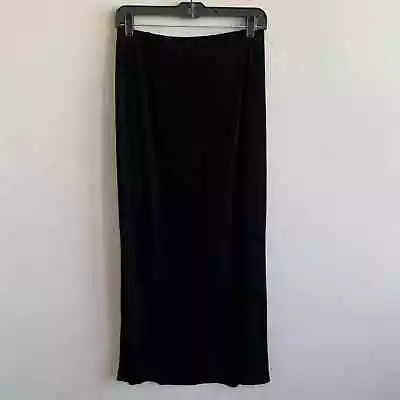 Chico's Travelers Pull On Skirt Side Slit Midi Maxi Black Slinky Chico's 2 Large • $18