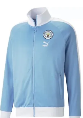 Size Large - Puma Manchester City Men's Soccer Full Zip Light Blue Jacket NEW! • $49