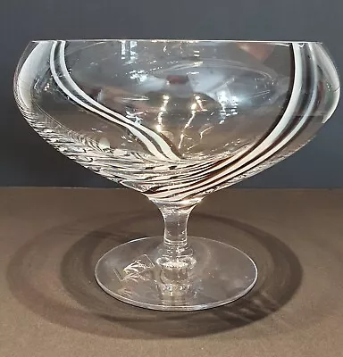 Lovely Caithness Crystal Footed Bowl Black Swirl Design 11cm Tall 13cm Diameter • £11.99