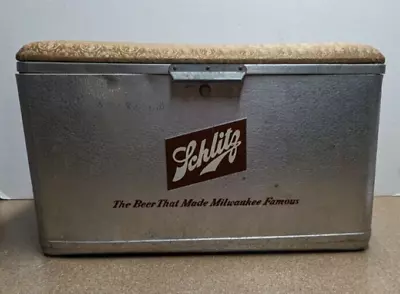 Padded Schlitz Cronstroms Metal Beer Cooler The Beer That Made Milwaukee Famous • $249.99