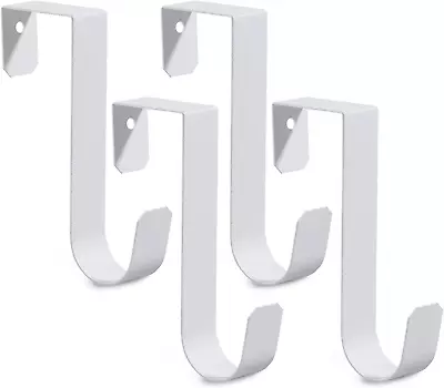 4 Pack Over The Door Hooks Sturdy Metal Single White Door Hanger Hooks 7Lbs • $7.32