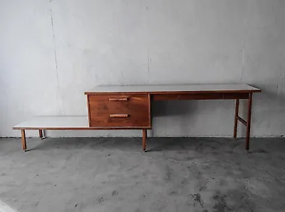 2-Piece Mid Century Walnut And Formica Desk • $5500