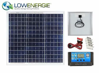 40w Poly Solar Panel Battery Charging Kit Controller & Mounting Bracket Set K2 • £46.99