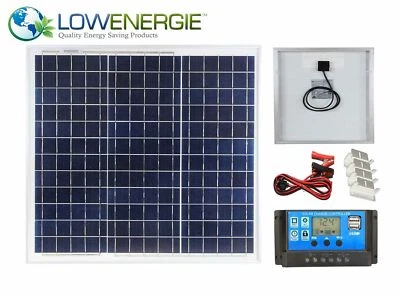 40w Poly Solar Panel Battery Charging Kit Controller & Mounting Bracket Set K2 • £44.99