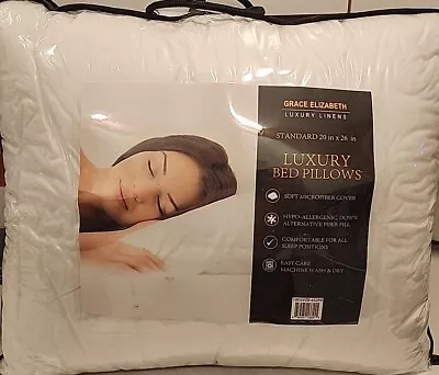 Standard Bed Pillow 20x26  Set Of 2 Microfiber Cover Down Alternative  • $22.99