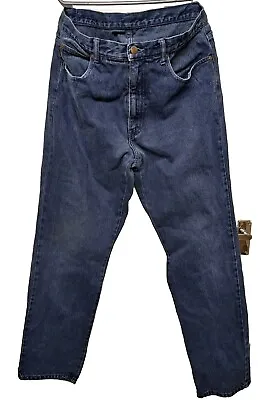 Yves Saint Laurent Jeans 36 Inch Waist Blue Denim Designer Y2K Retro Logo Casual • £18.99