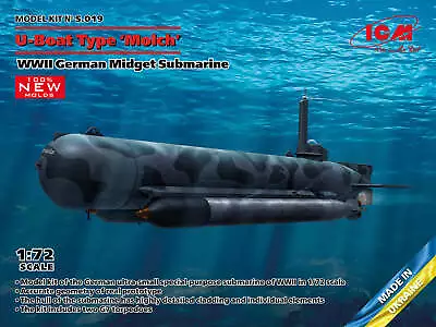 ICM S019 1:72 Midget Submarine U-Boat Type 'Molch' WWII • £16.02