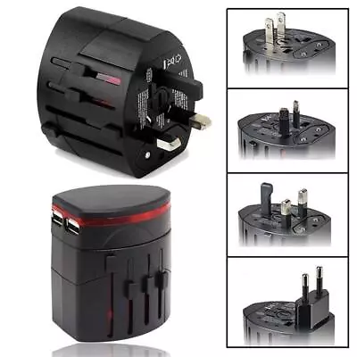 WorldWide Universal Travel Power Adapter Multi Plug Charger 2 USB UK EU US AU • £10.21