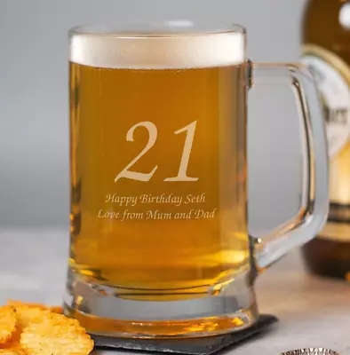 £11.99 • Buy Personalised 18th 21st 30th Birthday Gifts Male Men Boys Engraved Pint Glasses