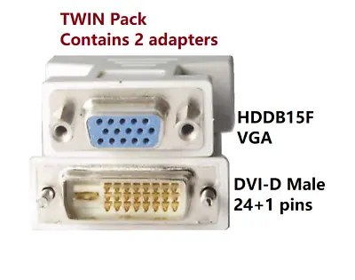 2-pack PTC New DVI DVI-D 24+1 Pin Male To VGA Female M-F Video Adaptor Converter • $8.99