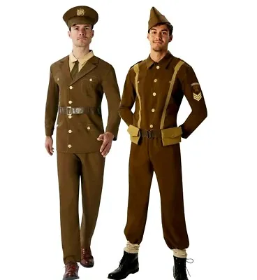 Adult WORLD WAR 1 Or WORLD WAR 2 Fancy Dress WW1 WW2 Men One Two Army History • £32.65