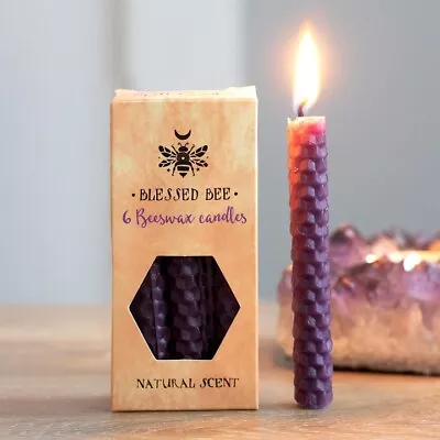 Set Of 6 Purple Beeswax Spell Candles  100% Linen Wick. Non-toxic • £11.60