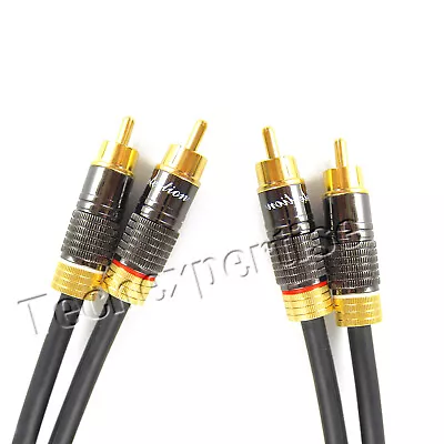 0.5m Premium Metal Shell 2 RCA To 2 RCA Stereo Audio Cable Cord M-M Gold Plated • $18.95