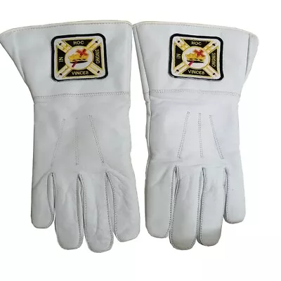 Masonic Regalia Night Templar Leather Gloves Square Badge Long Cuff • $29