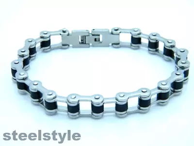 £6.99 • Buy Biker Gothic Stainless Steel 316l Bike Chain Bracelet Silver&black