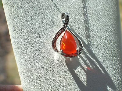 Solid 10wg Mexican Fire Opal Necklace 18  • $134.99