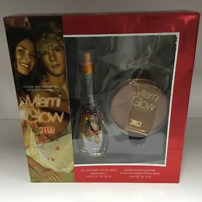 SET MIAMI GLOW By Jennifer Lopez 1.0 Oz EDT Spray & Golden Bronzing Powder NIB • $37.99