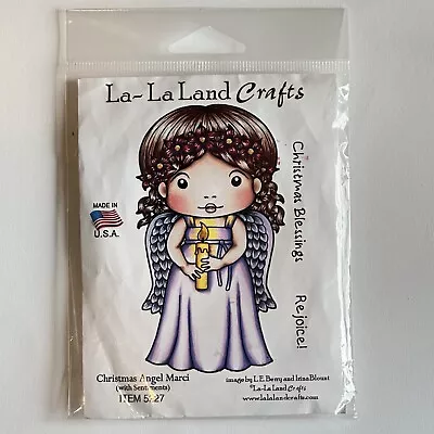 La-La Land Crafts Rubber Stamps Christmas Angel Marci 5227 Rejoice Wings Candle • $8