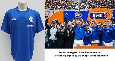 £32 • Buy 2012-13 Rangers Champions Home Shirt Signed By Club Captain Lee McCulloch + COA