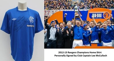 £32 • Buy 2012-13 Rangers Champions Home Shirt Signed By Club Captain Lee McCulloch + COA