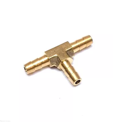 $7.66 • Buy 1/4 Hose ID Barb Tee Three Way Equal Brass Fitting Fuel Air Water Oil Vacuum