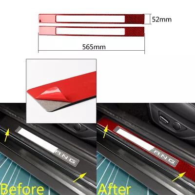 Red True Carbon Fiber Door Sill Scuff Plate Guard Panel Trim For Ford Mustang AO • $33.35