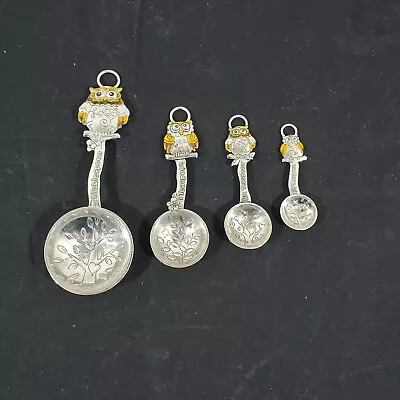 Silver Gold Metal OWL Trees Woods Detail Measuring Spoons Set 4 (1- 1/4 Spoons ) • $15.98