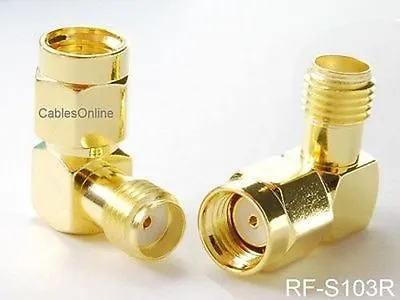 2-Pack RP-SMA Male To SMA Female Right Angle 90-Degree Gold Plated Adapter • $6.98