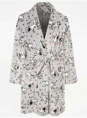 Disney 101 Dalmatians Grey Fleece Dressing Gown Size S (8-10) BIRTHDAY GIFT • £17.99