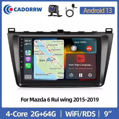 64GB 9'' Android Stereo Radio Carplay GPS Head Unit For Mazda 6 Rui Wing 2007-12 • $199.99