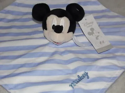 Tesco Mickey Mouse Comforter Soft Toy NEW Disney Blue Stripe Blankie • £14.45