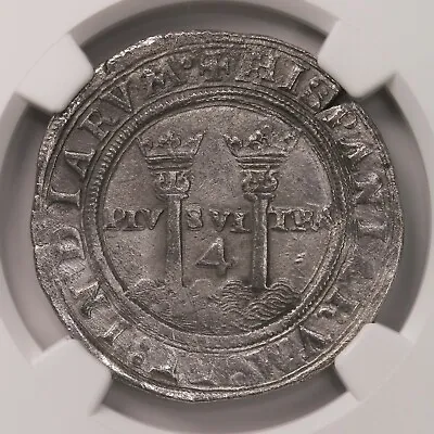 (1542-55)G M Mexico 4R Carlos & Joanna NGC UNC Details SALTWATER Damage • $2750