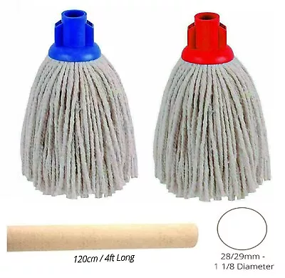 £15.99 • Buy Heavy Duty Floor 100% Cotton Handle Mops Plastic Socket Head Cleaning Mop String