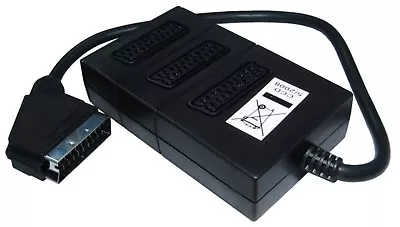 £6.49 • Buy 3 Way Scart Lead Cable Splitter Adapter Switch Box CONNECT THREE DEVICES TO 1 TV