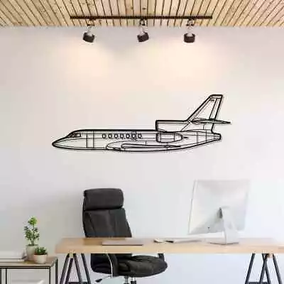 Wall Art Home Decor 3D Acrylic Metal Plane Aircraft USA Silhouette Falcon 50 • £190.90