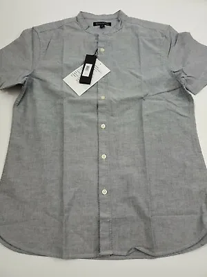 Banana Republic Mandarin Collar Men's Medium Navy Blue Short Sleeve Sample Shirt • $19.99