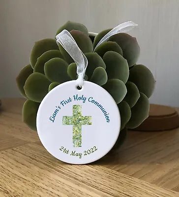 £5.20 • Buy First Holy Communion Personalised Gift Keepsake Boy Green Cross