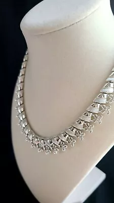Vintage Coro Silver Flower Choker Necklace • $27