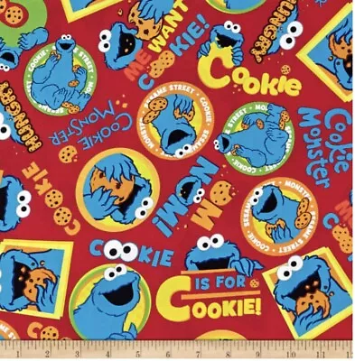 Sesame Street Cookie Monster Htf Digital Print 100% Cotton Fat Quarter Rare • $8.88