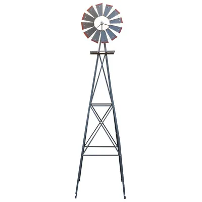 Garden Windmill Gray & Red-8FT Weather Resistant-Yard Decoration • $95
