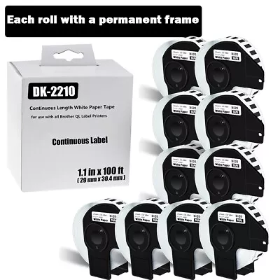 10Roll DK-2210 Continuous Address Label Compatible For Brother QL-580N QL-1060N • $48.99