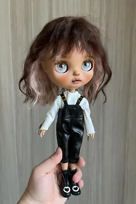 Blythe Doll Clothes -- Leather Overalls Set (OOAK) • $60