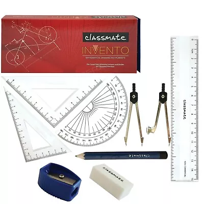 CLASSMATE – Maths Geometry School Set Square Protractor Ruler Compass Tin Case • £6.99
