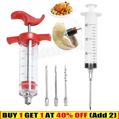 Marinade Injector Syringe Food Flavor Seasoning Meat Injection Gun Chicken BBQ • £5.89