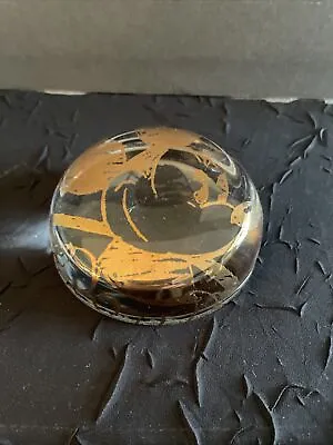 Mickey Mouse Clear Glass Paperweight W/ Gold Stencil • $20