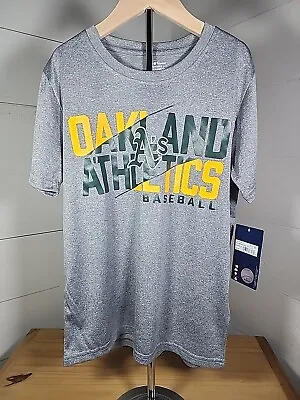 NWT MLB Oakland A's Grey Athletic Polyester Shirt Boys Youth Med (8/10) • $9.99