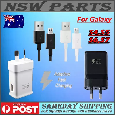 Genuine Wall Charger Adapter Micro USB Cable For Samsung Galaxy S4 S5 S6 S7 Edge • $11.95